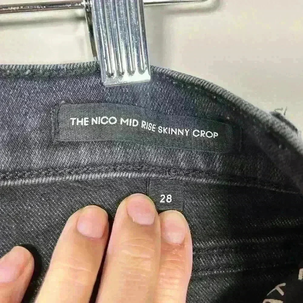 DENIM FORUM Black Vintage Wash Raw Hem Jeans Nico Midrise Skinny Crop 28 - Picture 6 of 10